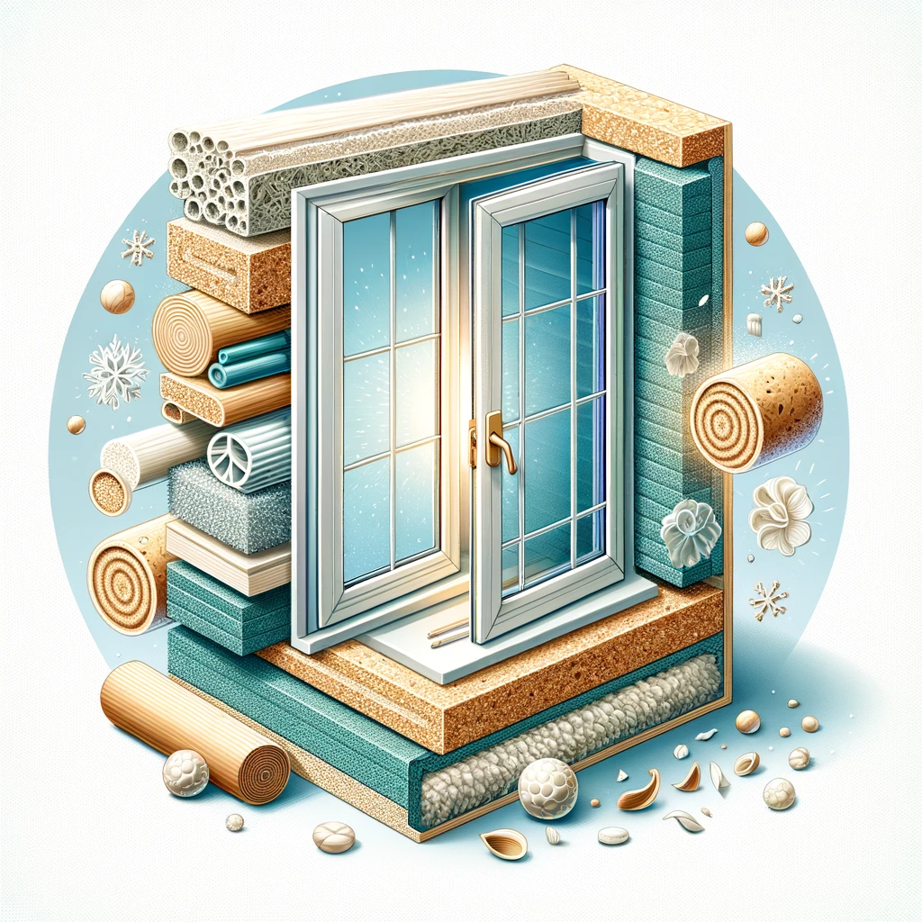DALL·E 2024-04-11 20.49.30 - A detailed illustration of a window with advanced insulation. The window is equipped with double glazing and surrounded by natural insulating material